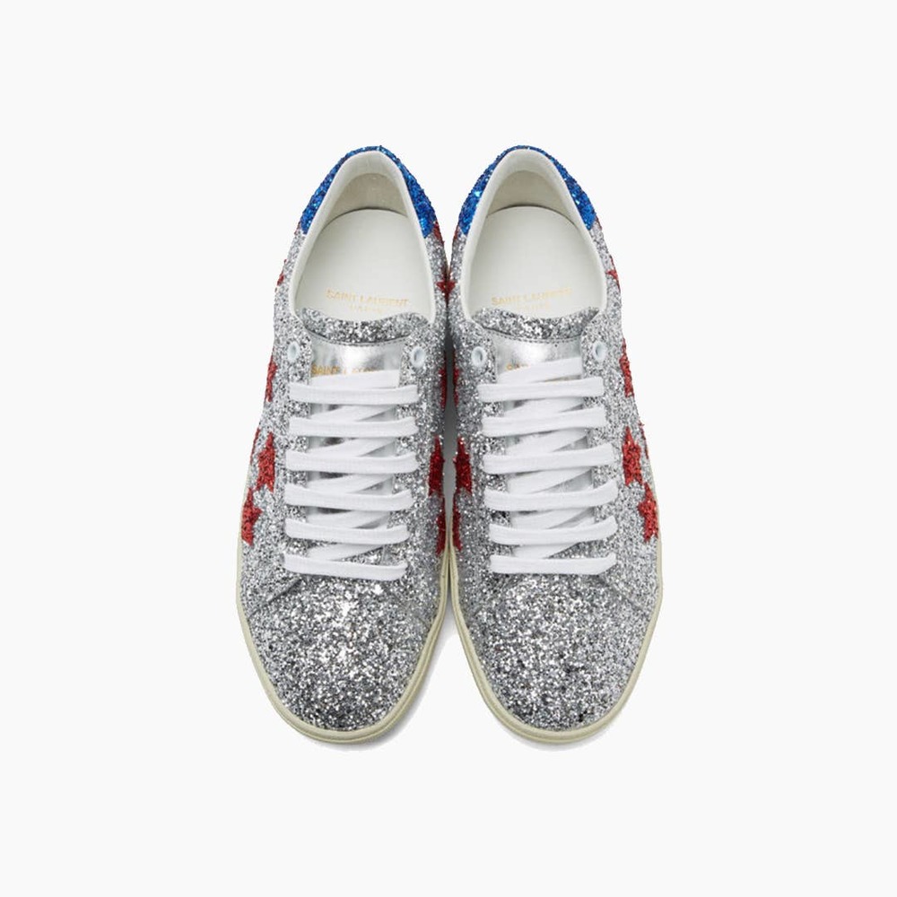 Saint Laurent Glitter Court Classic Star Sneakers - Picture 6 of 8